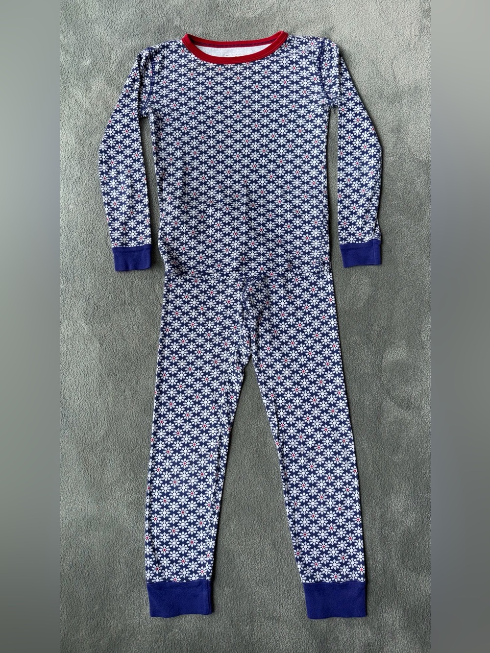 Crewcuts Navy and Red Snowflake-Print Kids Pajama Set